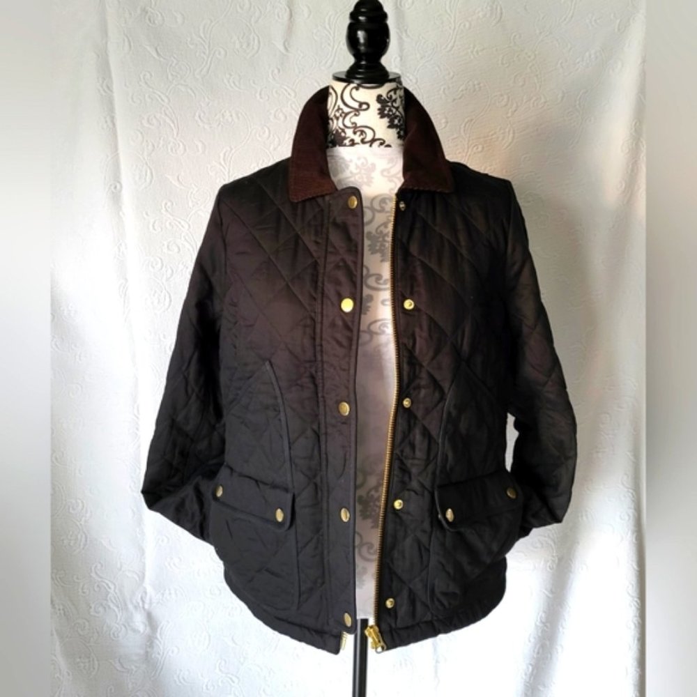J CREW Quilted Cotton Jacket Black Womens Sz Small NWT